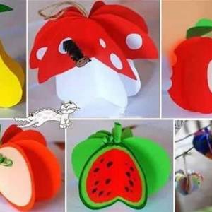 使用幼儿卡纸制作的立体水果挂饰的方法