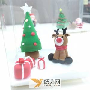 一个完整的超轻粘土圣诞节场景礼物盒制作威廉希尔中国官网
