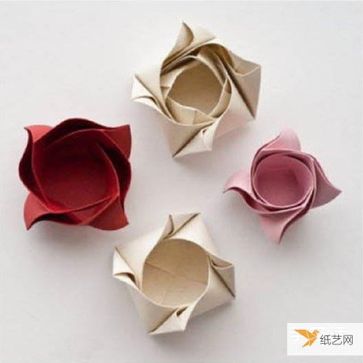 看起来非常精致的玫瑰花纸盒的折叠方法图解