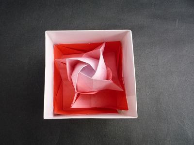 方形折纸玫瑰制作威廉希尔中国官网
第二十七步完成后效果图