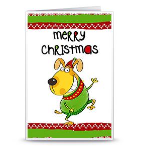 圣诞贺卡之快乐卡通狗可打印贺卡的PDF模版下载