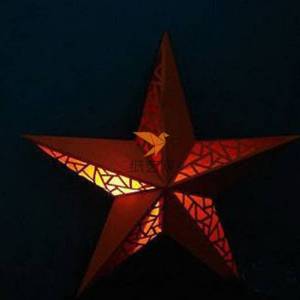 中国风镂空窗花感五角星个性纸艺灯罩制作威廉希尔中国官网

