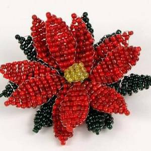 漂亮的串珠一品红圣诞花圣诞节礼物制作威廉希尔中国官网
