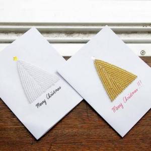 简单漂亮的串珠圣诞树圣诞贺卡制作威廉希尔中国官网

