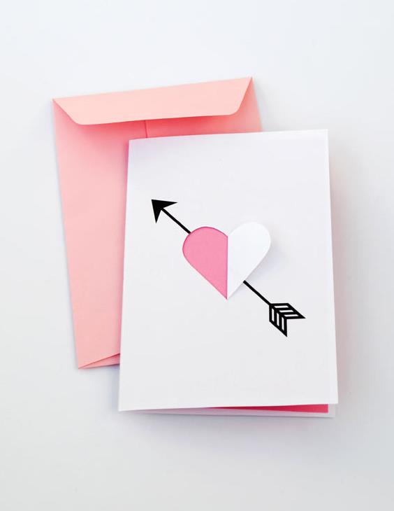 简单漂亮的丘比特之箭情人节卡片制作威廉希尔中国官网
