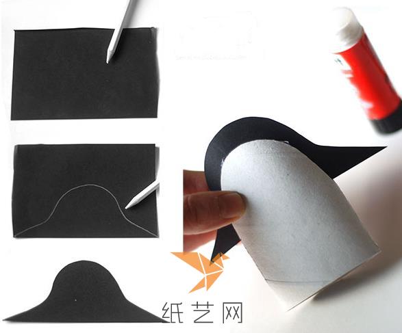 用黑色的彩纸画出威廉希尔中国官网
中的样子，然后粘到纸筒上面