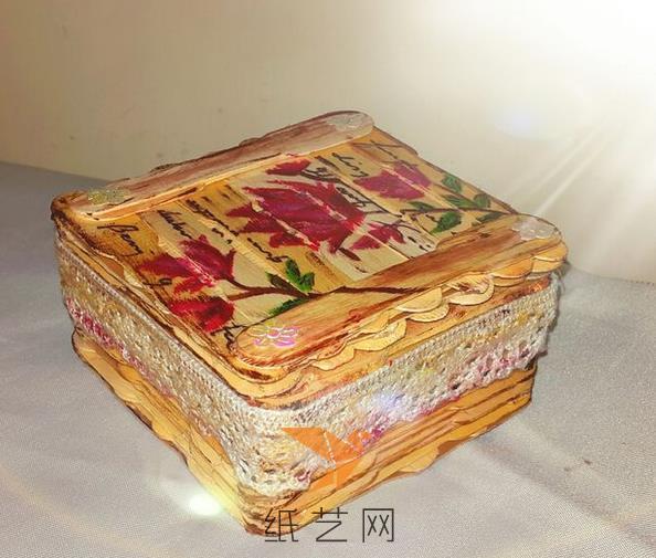 雪糕棍废物利用制作的精致收纳盒威廉希尔中国官网
