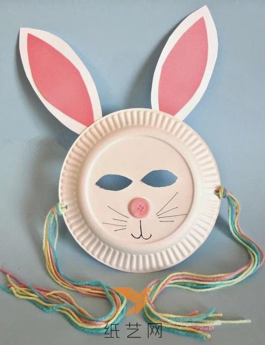 用纸盘子制作的可爱兔子面具威廉希尔中国官网
