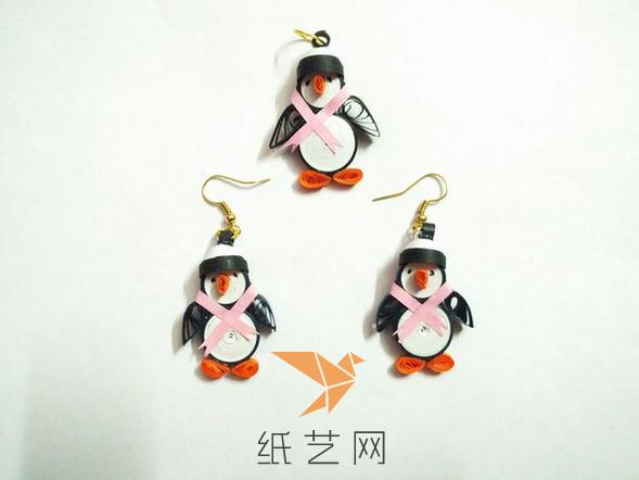 可爱的衍纸企鹅耳环吊坠制作威廉希尔中国官网
