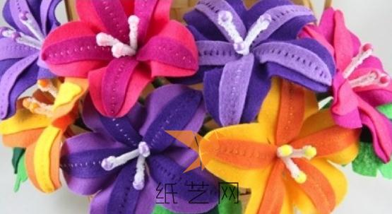 漂亮的不织布百合花制作威廉希尔中国官网
