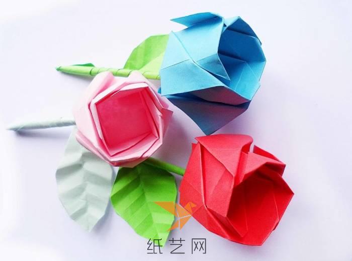 漂亮精致的折纸玫瑰情人节礼物制作威廉希尔中国官网
