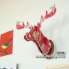 纸板(泡沫)鹿头装饰制作
