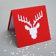 圣诞节驯鹿像素圣诞贺卡模版免费下载