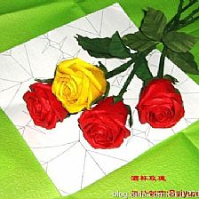 折纸玫瑰的折法之酒杯纸玫瑰的折法图解