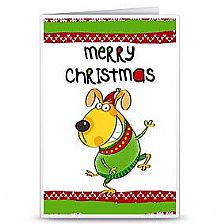 圣诞贺卡之快乐卡通狗可打印贺卡的PDF模版下载