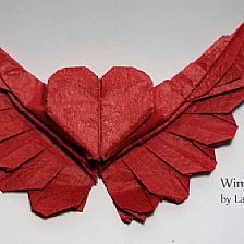最新情人节立体带翅膀的折纸心折纸教