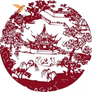 七夕剪纸中国古典园林剪纸图案作品欣赏