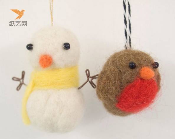 羊毛毡戳戳乐制作的可爱圣诞节装饰玩偶
